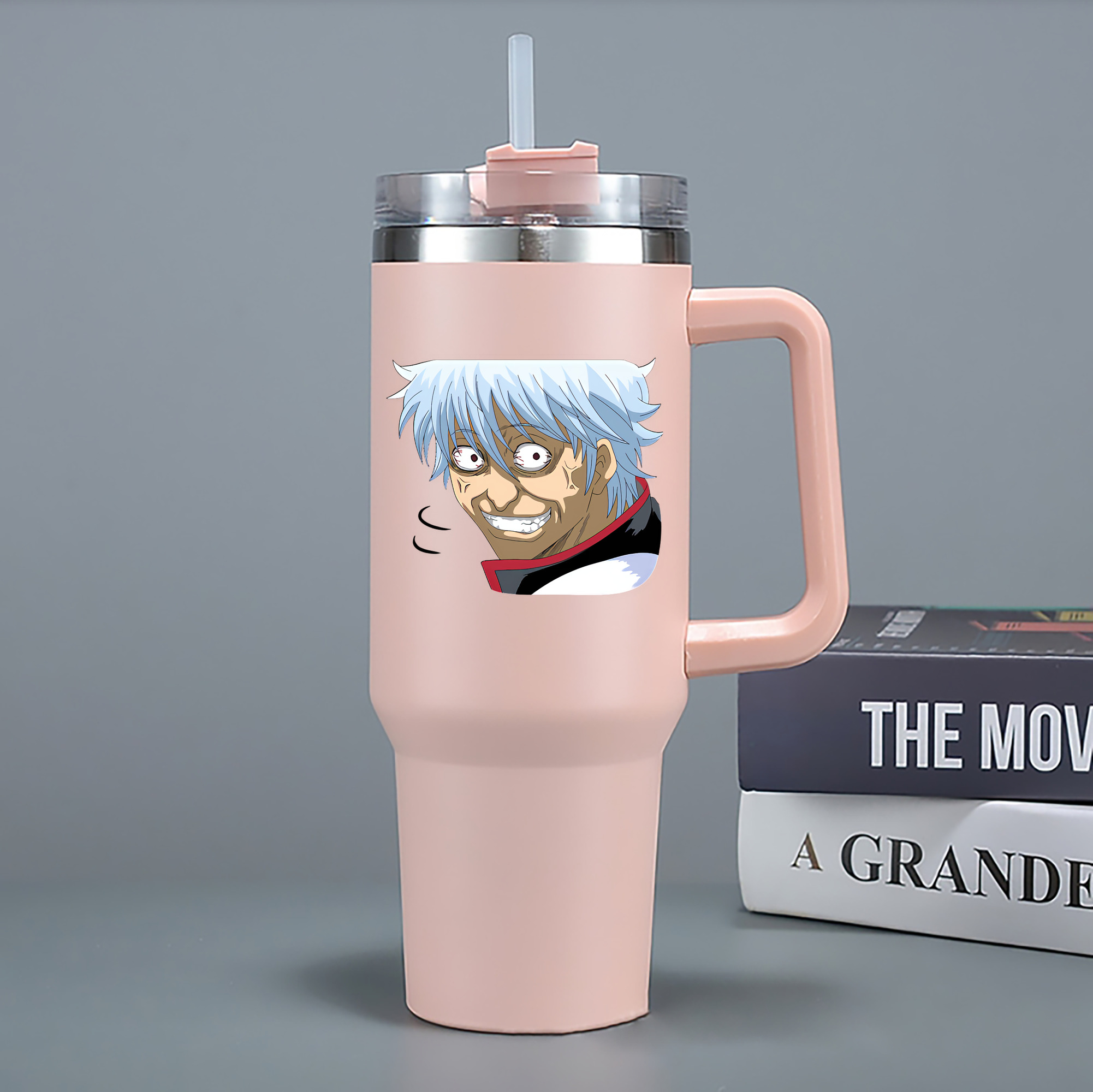 （画像用） ぎんたま 坂田銀時（さかたぎんとき） 神楽 志村新八（しむら しんぱち） GINTAMA Sakata Gintoki Kagura Shimura Shinpachi 1200mL車用タンブラー - クリスタルステッカー（プラスチックストロー付き）